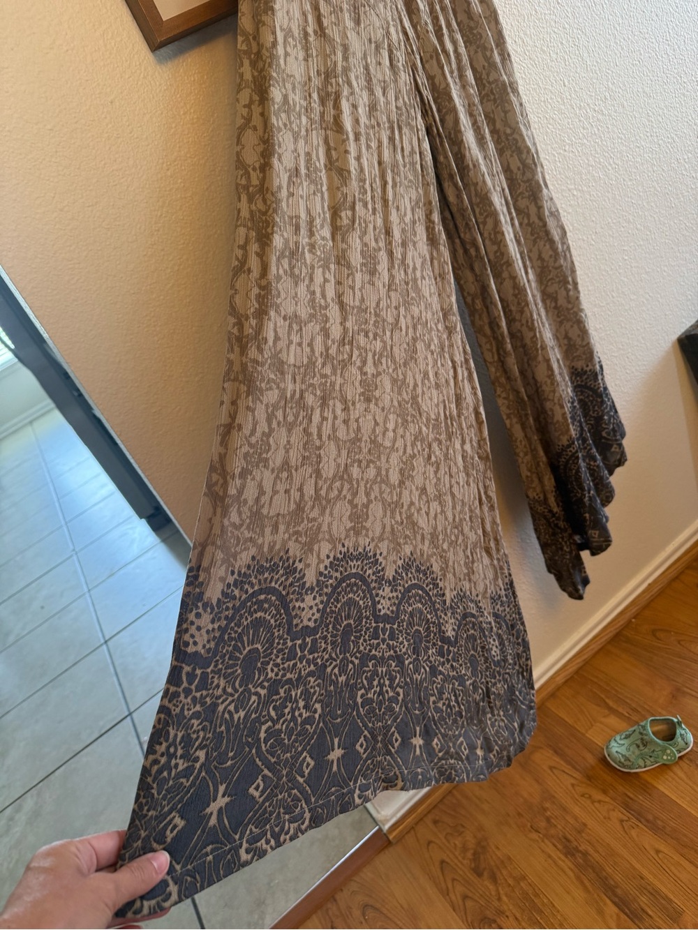 Brown Patterned Jumpsuit Pants with Boho Vibe and Side Cut Outs - Picture 2 of 11